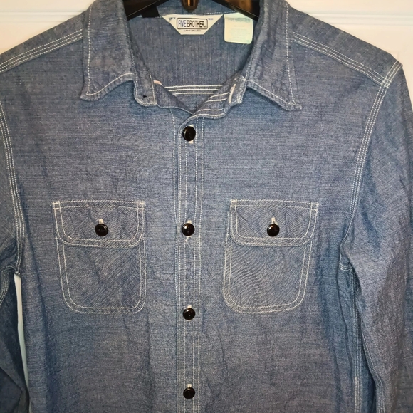 Five Brother Chambray Button Front Long Sleeve Shirt - Picture 4 of 7